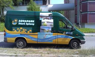Polep Aquapark - tisk s laminem + řezaná grafika